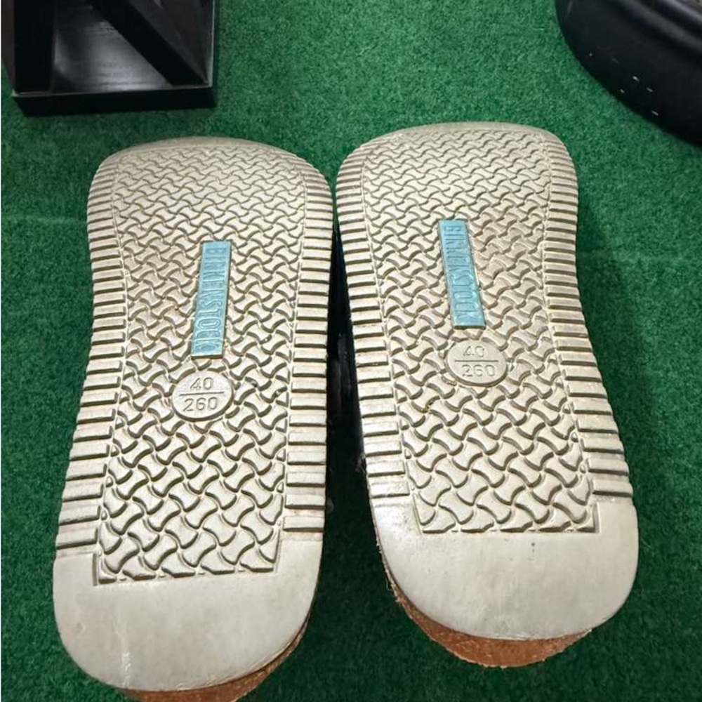 Birkenstock Boston  Black Leather Slip-On Sandals - Picture 9 of 9